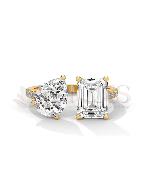 Toi Et Moi Pear & Emerald Diamond Ring